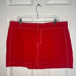 L.L. Bean Red SunSmart Mini Skirt with White Stitching